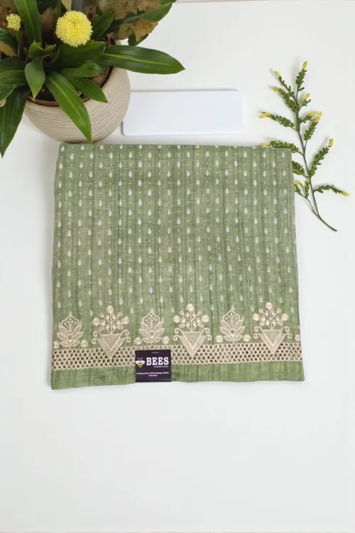 Cut work sarees-A01929 Green